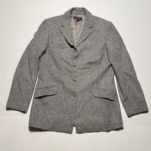 CANTARELLI Women's 100% Cashmere Woven‎ Gray Blazer Jacket Satin Rayon Lining 14